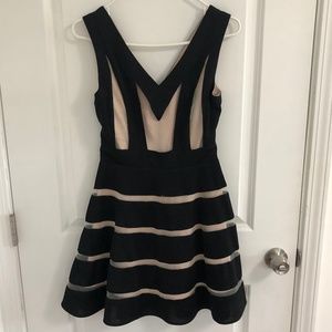 Mesh Black/Nude Skater Dress